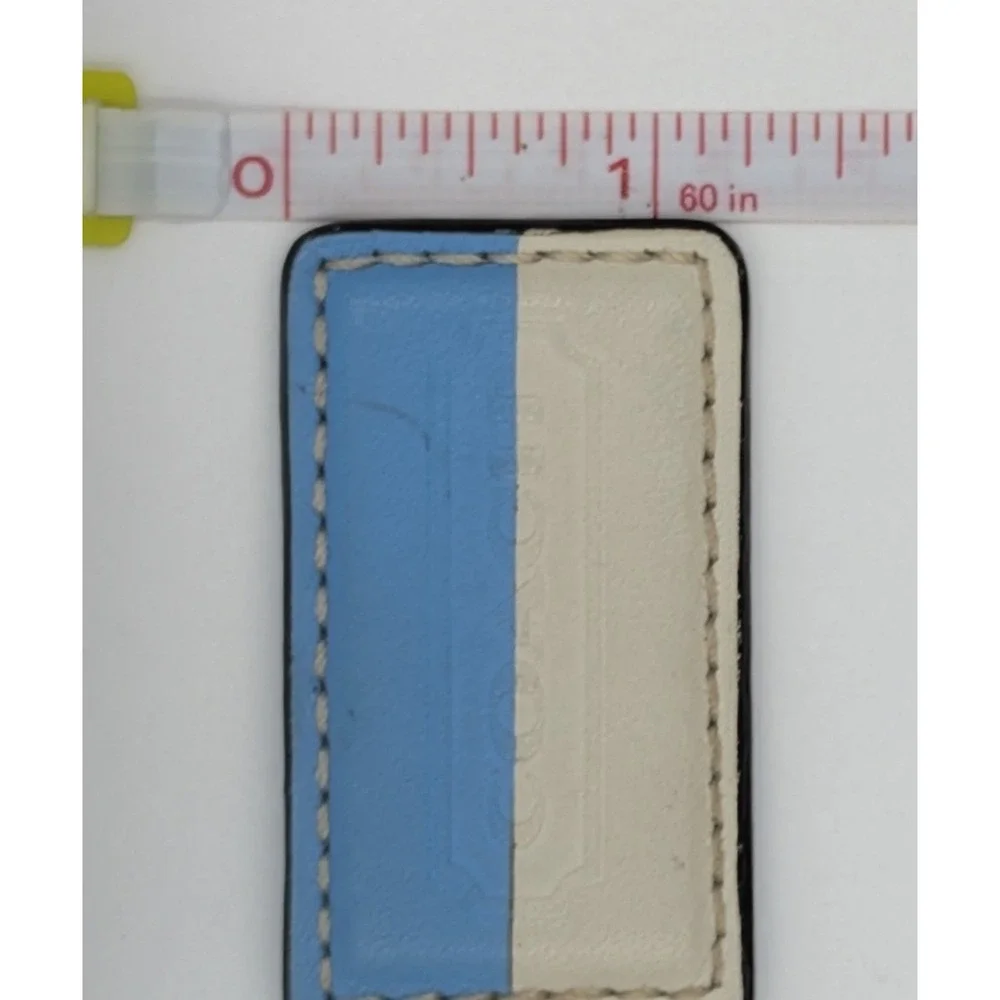Coach Bag Charm Hangtag Blue Cream Leather Two Tone Replacement Large 2.5